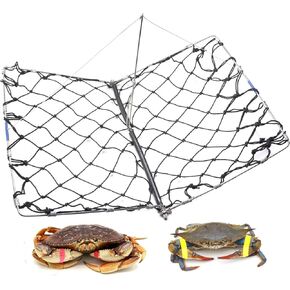 AirFly Foldable Crabjaw Trap with Bait Clip - Redesigned Rectangle Castable Crab Hawk Pot/Ring for Dungeness and Blue Crabs in FL, OR, WA, TX, and CA