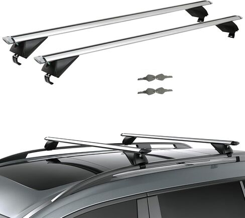 TANX Car Roof Rack Cross Bars with 4 Locks，Universal Roof Rack Cross Bars,52" Thin Adjustable Aluminum Roof Rails with 200lbs Load Capacity,Fit Most Raised Side Rails with Gap Vehicles & SUVs in Kuwait