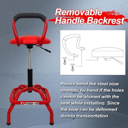 Garage Stool, Adjustable Height Swivel Work Bar Mechanic Stool, Shop Stool with Backrest, Pneumatic Shop Stool for Home, Bar and Shop, 300 LBS Capacity, 360° Rotation, Heavy Duty, Black in Kuwait