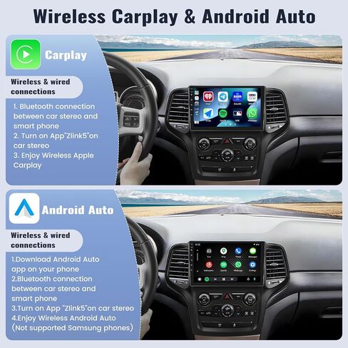 SIXWIN Android Car Stereo 2G+64G for Jeep Grand Cherokee 2014-2017 with Wireless CarPlay Android Auto 9 Inch Touchscreen with Bluetooth GPS Navigation WiFi HiFi FM Backup Camera MIC in Saudi Arabia