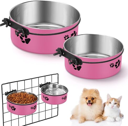 2 Pack Kennel Bowls Stainless Steel Crate Water Bowls for Medium & Small Dogs Crate Bowls Mountable with Clamp Holder 2 Sizes（6.3x2.56’’,5.5X 2.36’’ ） Teal Green in Kuwait