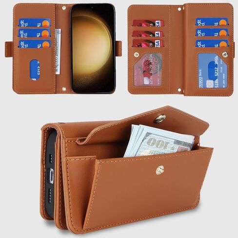 Jaorty for Samsung Galaxy S23 5G Case,Galaxy S23 Wallet Folio Phone Case with Card Holder 6.1 Inch,Premium PU Leather Magnetic Full Protection Shockproof Kickstand Phone Case -Sky Blue in Kuwait