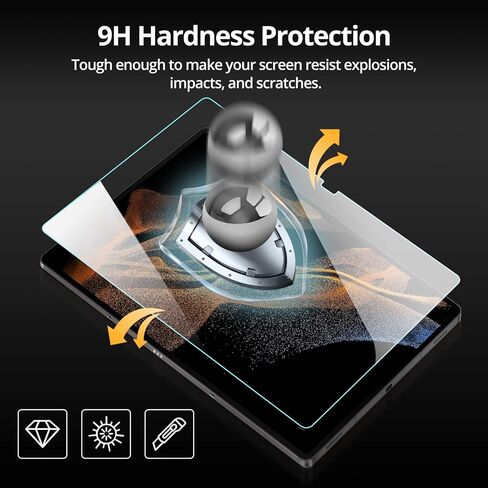 [2 Pack Tempered Glass Screen Protector for Samsung Galaxy Tab S9 Plus 2023 / S8 Plus 2022 / S7 FE 2021 / S7 Plus / S7+(12.4) with Upgrade Cleaning Kit /2.5D/ No-Bubble/Anti Scratch in Kuwait