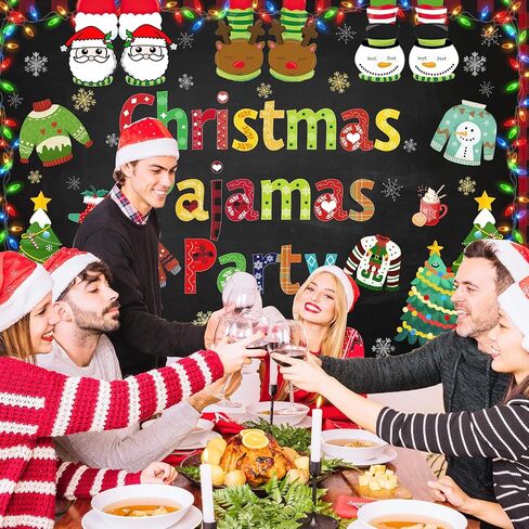Avezano Christmas Pajamas Backdrop Pajama Party Backdrops for Photography Christmas Pajamas Party Decorations Xmas Holiday Photo Supplies (7x5ft) in Saudi Arabia