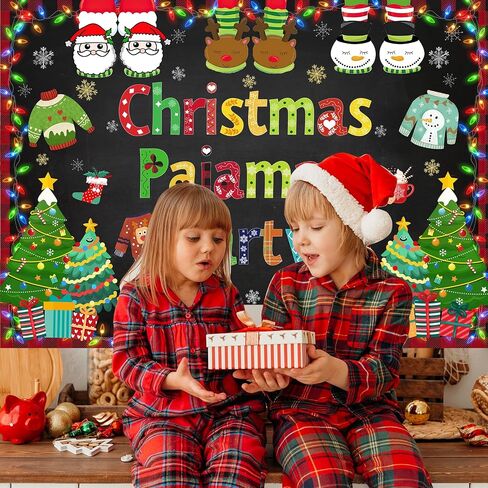 Avezano Christmas Pajamas Backdrop Pajama Party Backdrops for Photography Christmas Pajamas Party Decorations Xmas Holiday Photo Supplies (7x5ft) in Saudi Arabia
