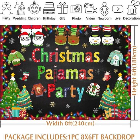 Avezano Christmas Pajamas Backdrop Pajama Party Backdrops for Photography Christmas Pajamas Party Decorations Xmas Holiday Photo Supplies (7x5ft) in Saudi Arabia