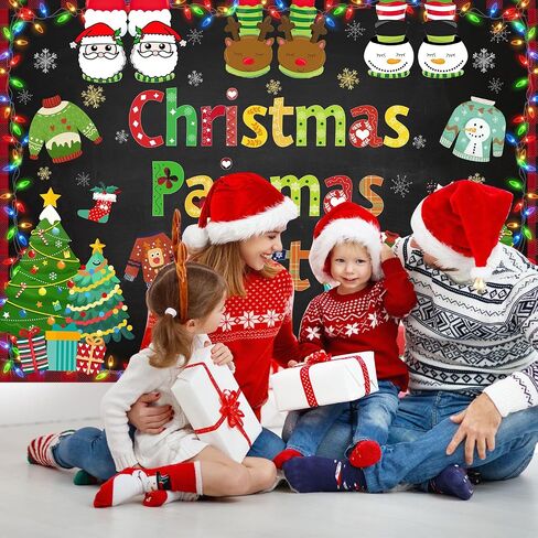 Avezano Christmas Pajamas Backdrop Pajama Party Backdrops for Photography Christmas Pajamas Party Decorations Xmas Holiday Photo Supplies (7x5ft) in Saudi Arabia