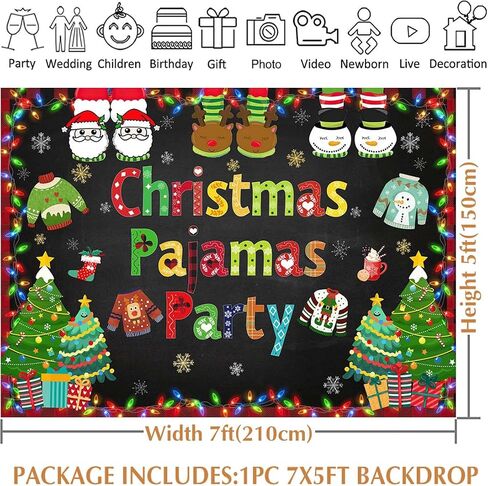 Avezano Christmas Pajamas Backdrop Pajama Party Backdrops for Photography Christmas Pajamas Party Decorations Xmas Holiday Photo Supplies (7x5ft) in Saudi Arabia