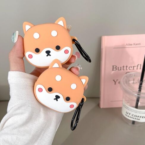 حافظة لهاتف Samsung Galaxy Buds FE(2023)/Buds 2 Pro(2022)/Buds 2(2021)/Buds Pro(2021) Buds Live(2020)، Creative Cute Shiba Inu، مشبك سلسلة مفاتيح قابل للفصل in Kuwait