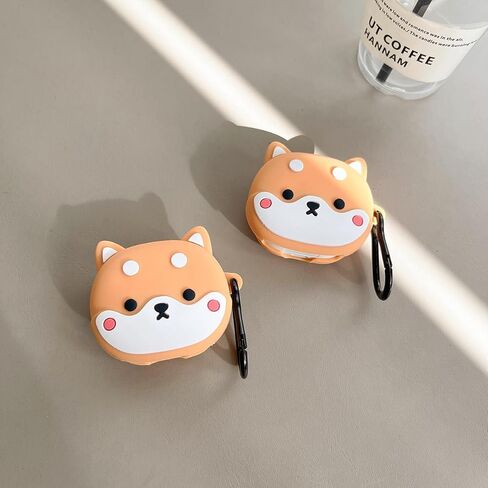 حافظة لهاتف Samsung Galaxy Buds FE(2023)/Buds 2 Pro(2022)/Buds 2(2021)/Buds Pro(2021) Buds Live(2020)، Creative Cute Shiba Inu، مشبك سلسلة مفاتيح قابل للفصل in Kuwait