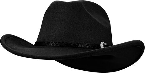 Classic Brown Cowboy Hat, Classic Cowgirl Hat Wide Brim with Belt Buckle Decoration, Comfortable Western Hat Cowboy Accessory for Men and Women in Saudi Arabia