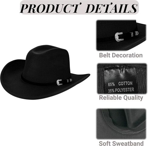 Classic Brown Cowboy Hat, Classic Cowgirl Hat Wide Brim with Belt Buckle Decoration, Comfortable Western Hat Cowboy Accessory for Men and Women in Saudi Arabia