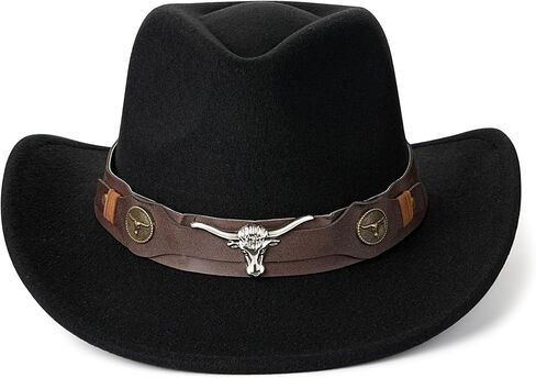 Classic Brown Cowboy Hat, Classic Cowgirl Hat Wide Brim with Belt Buckle Decoration, Comfortable Western Hat Cowboy Accessory for Men and Women in Saudi Arabia
