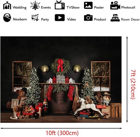 MEHOFOND 8x6ft Christmas Photography Background Christmas Tree with Fireplace Wreath Stocking Black Backdrops Winter Xmas Birthday Holiday Party Decoration Banner Photo Portrait Props in Saudi Arabia