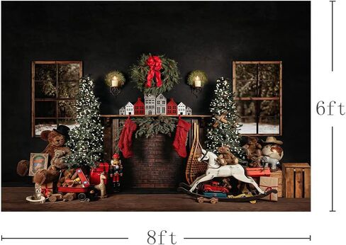 MEHOFOND 8x6ft Christmas Photography Background Christmas Tree with Fireplace Wreath Stocking Black Backdrops Winter Xmas Birthday Holiday Party Decoration Banner Photo Portrait Props in Saudi Arabia