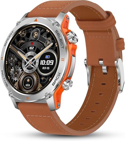 Popglory Smart Watch, 1.43''AMOLED 45mm Military Smartwatch Men Women Answer/Make Call, Digital Fitness Watch, 110+ Sports, Blood Pressure, Heart Rate, Stress Monitor Sports Watch for Android or iOS in Kuwait