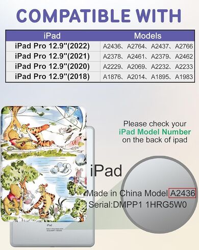 مروحة عصرية لجهاز iPad Pro 12.9 حافظة 2022/2021/2020/2018 حافظة كرتونية لطيفة Kawaii للفتيات والأطفال البنات والنساء، أغطية تصميم، حامل قلم رصاص قابل للدوران 360 درجة لجهاز Apple i Pad 12.9 بوصة، حيوان in Kuwait