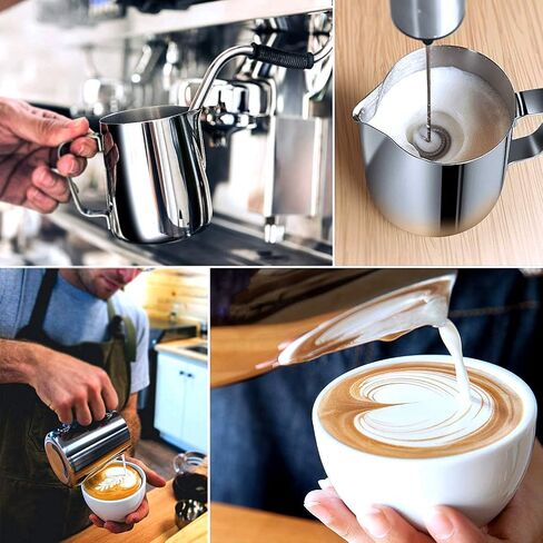 Milk Frothing Pitcher-Measurement on the Inside, Frothing pitcher, Coffee Pitcher Perfect for Espresso Machines, Stainless Steel Milk Frother Cup for Latte Art(12oz/350ml). in Saudi Arabia