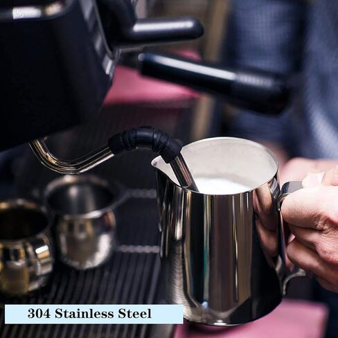 Milk Frothing Pitcher-Measurement on the Inside, Frothing pitcher, Coffee Pitcher Perfect for Espresso Machines, Stainless Steel Milk Frother Cup for Latte Art(12oz/350ml). in Saudi Arabia