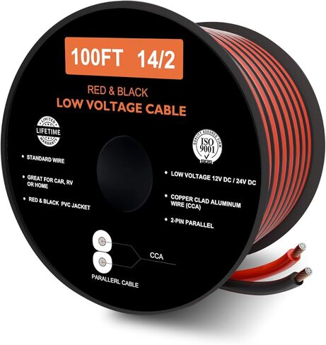 16 Gauge Wire 2 Conductors 100FT Speaker Wire 16AWG Copper Clad Aluminum Copper Wire Red and Black Wire Automotive Wire Hookup Wire LED Light Wire 12V/24V DC Cable in Saudi Arabia