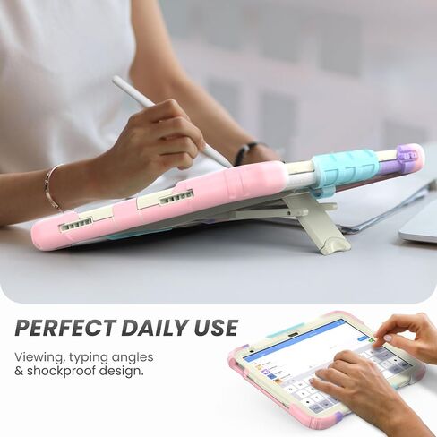 HXCASEAC Silicone Case for iPad 10th Generation, with Screen Protector/Pencil Holder/Built- in Stand, Protective Case for iPad 10 10.9 inch 2022 (Pink) in Saudi Arabia