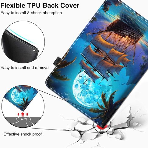 حافظة لجهاز Amazon Kindle Fire Max 11 Tablet (الجيل الثالث عشر، إصدار 2023) - غطاء قائم نحيف مع خاصية النوم/الاستيقاظ التلقائي لجهاز Fire 11 Max اللوحي الجديد تمامًا، Pirate Ship Moon 4 in Saudi Arabia