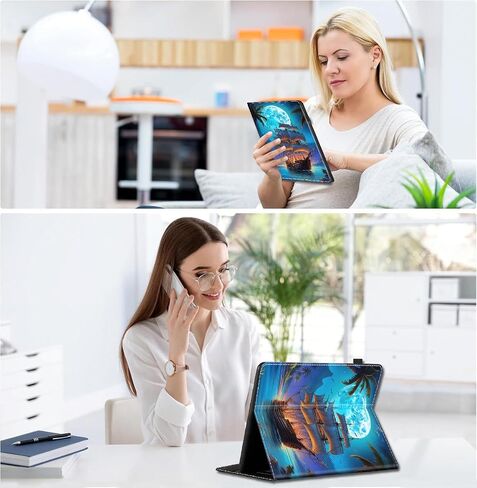 حافظة لجهاز Amazon Kindle Fire Max 11 Tablet (الجيل الثالث عشر، إصدار 2023) - غطاء قائم نحيف مع خاصية النوم/الاستيقاظ التلقائي لجهاز Fire 11 Max اللوحي الجديد تمامًا، Pirate Ship Moon 4 in Saudi Arabia