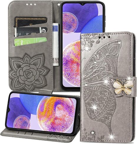 Case for Samsung Galaxy A15 5G Stylish Shiny Diamond Wallet Case with Card Holder Kickstand Flip Magnetic Closure PU Leather Cover for Galaxy A15 5G Glitter Butterfly Rose Gold SD in Saudi Arabia
