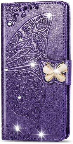 Case for Samsung Galaxy A15 5G Stylish Shiny Diamond Wallet Case with Card Holder Kickstand Flip Magnetic Closure PU Leather Cover for Galaxy A15 5G Glitter Butterfly Rose Gold SD in Saudi Arabia