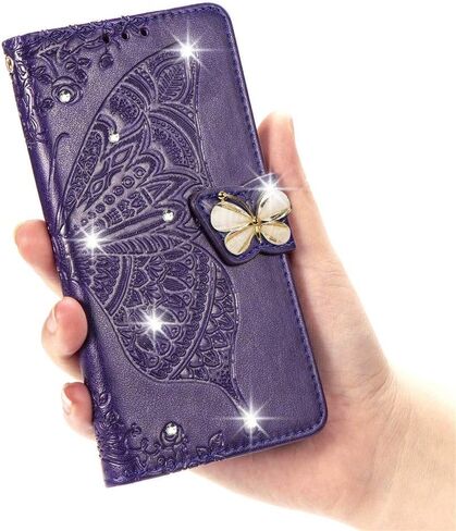 Case for Samsung Galaxy A15 5G Stylish Shiny Diamond Wallet Case with Card Holder Kickstand Flip Magnetic Closure PU Leather Cover for Galaxy A15 5G Glitter Butterfly Rose Gold SD in Saudi Arabia