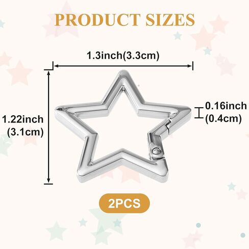 2 قطعة حلقة تسلق على شكل نجمة، مشبك سلسلة مفاتيح على شكل نجمة من سبائك الزنك شديدة التحمل بمقاسين، مشبك حلقة تسلق للتخييم والمشي لمسافات طويلة وصيد الأسماك in Kuwait