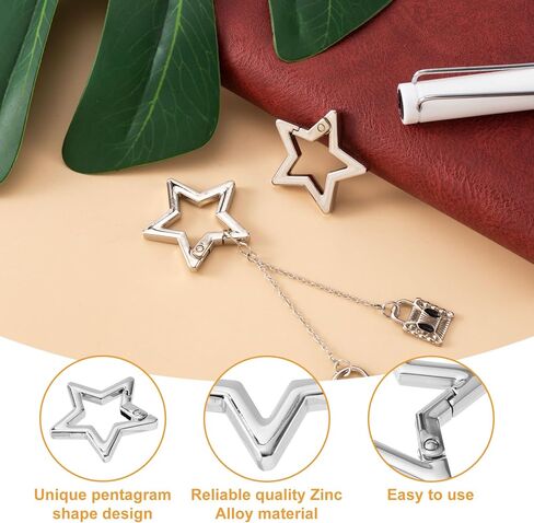 2 قطعة حلقة تسلق على شكل نجمة، مشبك سلسلة مفاتيح على شكل نجمة من سبائك الزنك شديدة التحمل بمقاسين، مشبك حلقة تسلق للتخييم والمشي لمسافات طويلة وصيد الأسماك in Kuwait