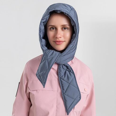 Hoce Winter Down Hood Hat Hooded Scarf Hat Extra Warm Tie Under Chin Fishing Hat for Women in Saudi Arabia