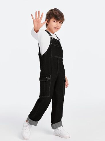 Haloumoning Boys Fashion Denim Overalls with Flap Pockets 5-14 Years in Saudi Arabia