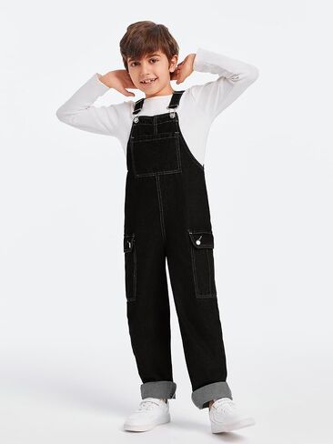 Haloumoning Boys Fashion Denim Overalls with Flap Pockets 5-14 Years in Saudi Arabia