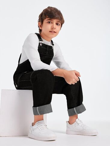 Haloumoning Boys Fashion Denim Overalls with Flap Pockets 5-14 Years in Saudi Arabia
