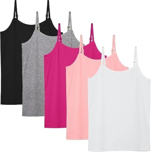 5 قطع من القمصان الداخلية للفتيات بدون أكمام، قمصان داخلية كامي بأشرطة قابلة للتعديل للأطفال الصغار in Kuwait