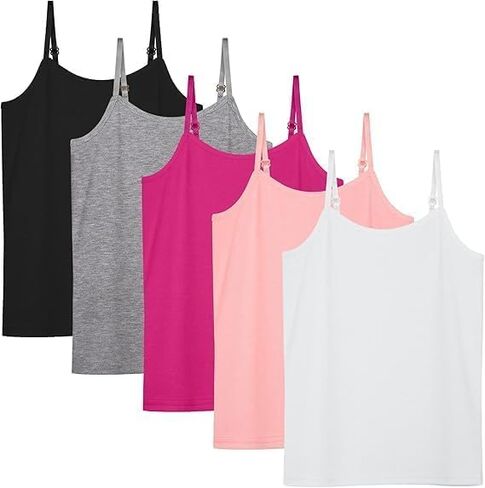 5 قطع من القمصان الداخلية للفتيات بدون أكمام، قمصان داخلية كامي بأشرطة قابلة للتعديل للأطفال الصغار in Kuwait