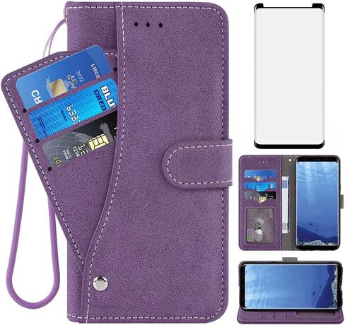 Asuwish متوافق مع حافظة محفظة Samsung Galaxy Note 9 وواقي شاشة من الزجاج المقوى وغطاء قلاب وحامل بطاقة الائتمان وحافظات للهاتف الخلوي لهاتف Galaxy Note9 Gaxaly Glaxay Not S9 Women باللون الأرجواني in Kuwait