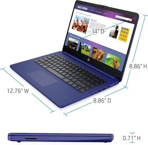 HP 14" HD Laptop | Back to School Limited Edition with 1 Year Microsoft 365 | Intel Quad-Core Processor | 32GB RAM | 576GB Storage | Long Battery Life | Indigo Blue | w/WOWPC Bundle | Windows 11 Pro in Saudi Arabia
