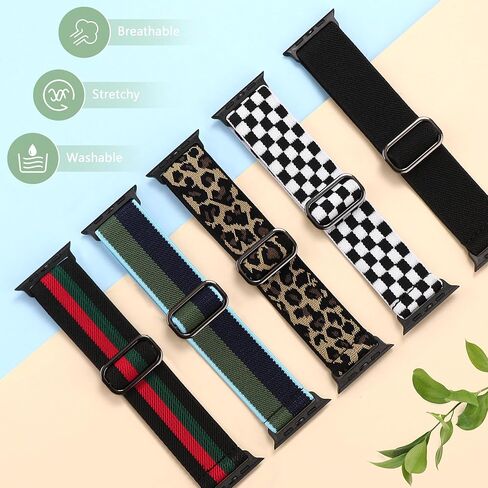 Stretchy Sport Band Compatible with Apple Watch 49mm 46mm 45mm 44mm 42mm 41mm 40mm 38mm for Men Women, Elastic Solo Loop Nylon Strap Compatible for iWatch Series SE 10 9 8 7 6 5 4 Ultra in Saudi Arabia