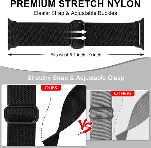 Stretchy Sport Band Compatible with Apple Watch 49mm 46mm 45mm 44mm 42mm 41mm 40mm 38mm for Men Women, Elastic Solo Loop Nylon Strap Compatible for iWatch Series SE 10 9 8 7 6 5 4 Ultra in Saudi Arabia