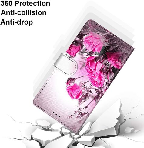 حافظة محفظة لهاتف TCL 40 XL/Lively Jitterbug Smart4 / TCL 40 T T608DL، غطاء قلاب من جلد البولي يوريثان بتصميم طلاء وردي مع فتحات حامل بطاقة مسند، حافظة مغناطيسية واقية لـ TCL 40 XL in Kuwait