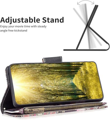 Asuwish Compatible with Samsung Galaxy S23 FE 5G Wallet Case and Tempered Glass Screen Protector Zipper Flip Folio Credit Card Holder Stand Cell Phone Cover for S 23 EF S23FE 23S Women Men - Elephant in Saudi Arabia