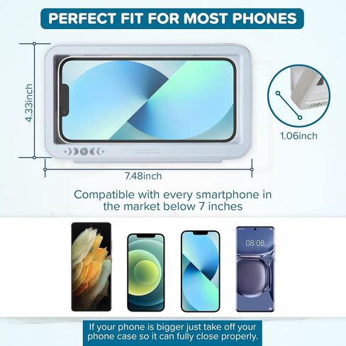 Shower Phone Holder Waterproof, Coral Universe with 3 Adhesive Mounts Multi-use Phone Case for wall Bathroom/Mirror/Kitchen/Livingroom Wall Mount Anti-fog Case sensitive Touch Screen in Saudi Arabia