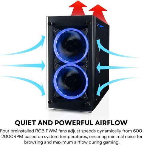 Stratos Mini ITX High Airflow Tower Gaming Desktop Computer Case - 4 ARGB 600-2000rpm PWM Fans Included, Dual Mode (3p Mobo + Remote) 347x55x125mm GPU Clearance in Saudi Arabia