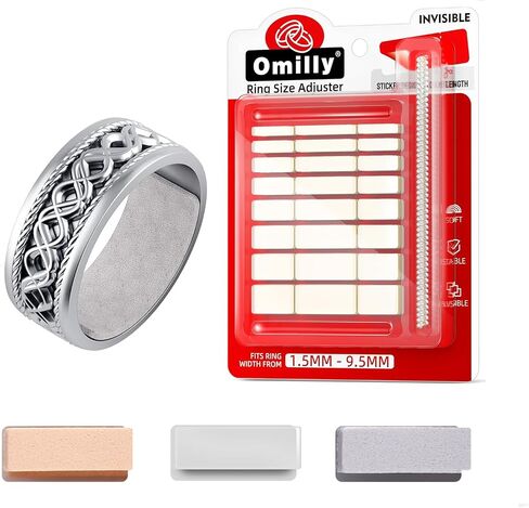 Omilly Ring Size Adjuster for Loose Rings, 144 Pack 16 Sizes 6 Sheets Ring Guards, Invisible Ring Fitter, EVA Ring Tightener Set for Different Band Widths for Women and Men in Kuwait