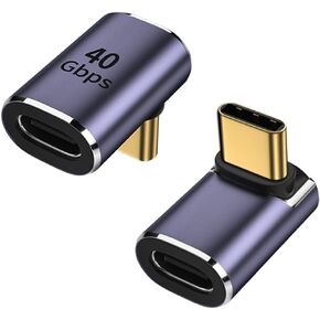 esbeecables 2 Pack 90 Degree Right Angle USB C Male to USB C Female Adapter, Up and Down USB Type C Adapter Extender for Steam Deck, Switch, Notebook, PC, Tablet, Phone and More