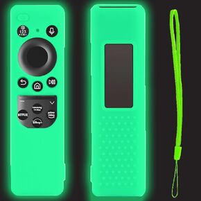 Remote Case for Samsung TV Remote 2023 New BN59-01432J BN59-01432A BN59-01432 TM2360E TM2361E Smart TV Solar Silicone Remote Control Skin Sleeve Cover with Lanyard Glow in The Dark - Blue