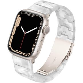 Light Apple Watch Band -O Design Resin iWatch Bands Starlight, Apple Watch Bands for Women Men, Compatible with Apple Watch Ultra 2 1 Series 9 Series 8 7 SE 6 5 4 3 2 1(Tortoise Stone, 38mm/40mm/41mm)